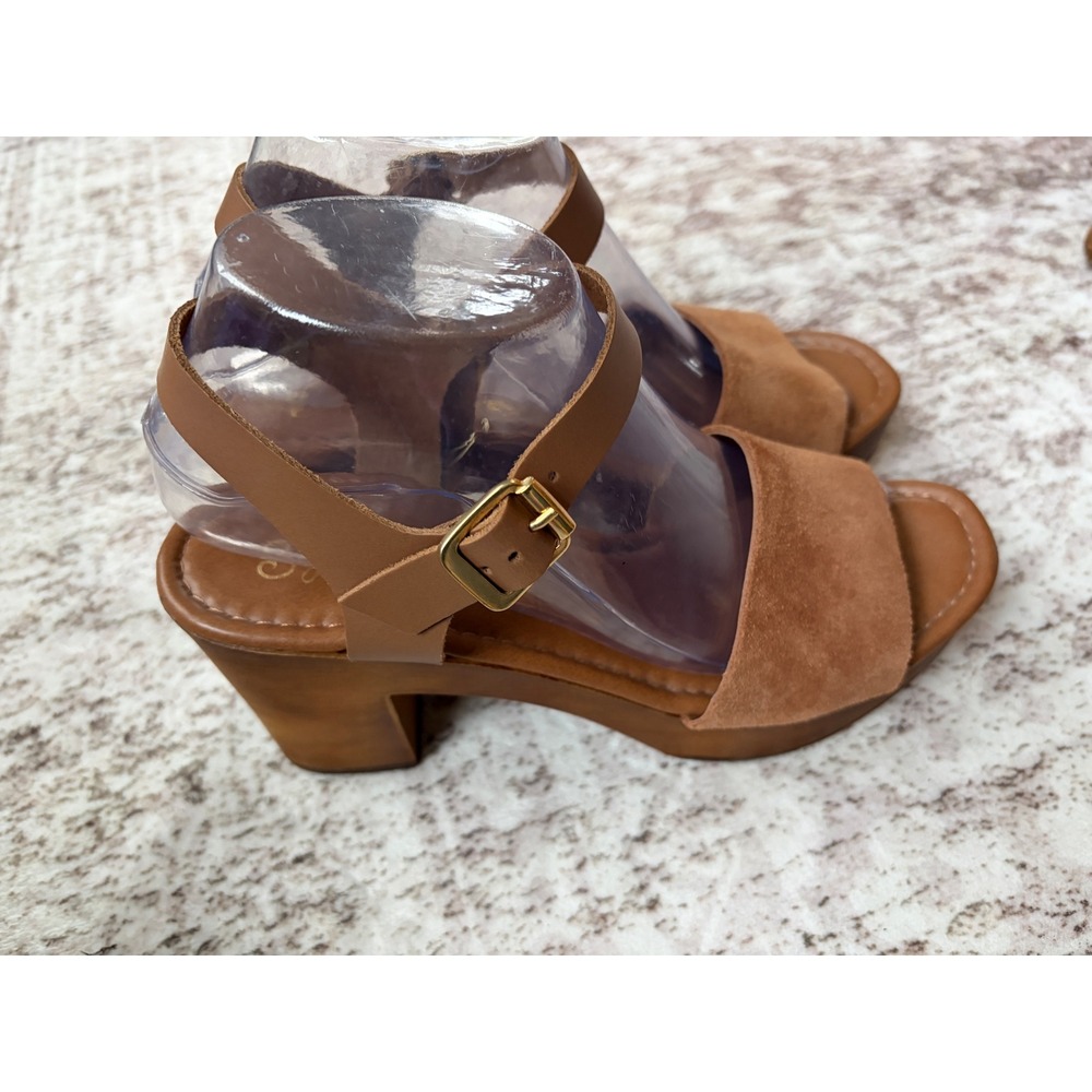 Seychelles Manila Suede Platform Sandal Cognac Brown Size 7.5